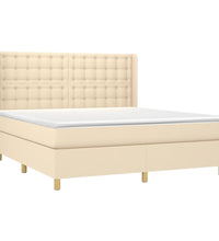 Boxspringbett mit Matratze & LED Creme 180x200 cm Stoff