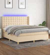 Boxspringbett mit Matratze & LED Creme 180x200 cm Stoff