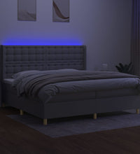 Boxspringbett mit Matratze & LED Hellgrau 200x200 cm Stoff