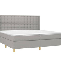 Boxspringbett mit Matratze & LED Hellgrau 200x200 cm Stoff