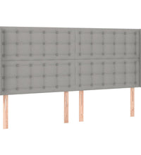 Boxspringbett mit Matratze & LED Hellgrau 200x200 cm Stoff