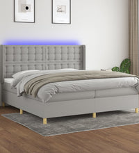 Boxspringbett mit Matratze & LED Hellgrau 200x200 cm Stoff