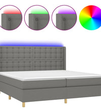 Boxspringbett mit Matratze & LED Dunkelgrau 200x200 cm Stoff
