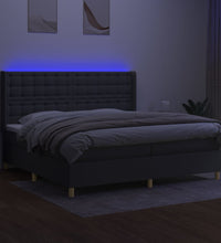 Boxspringbett mit Matratze & LED Dunkelgrau 200x200 cm Stoff