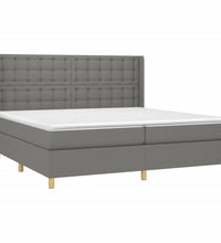 Boxspringbett mit Matratze & LED Dunkelgrau 200x200 cm Stoff
