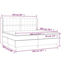 Boxspringbett mit Matratze & LED Dunkelgrau 200x200 cm Stoff