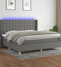 Boxspringbett mit Matratze & LED Dunkelgrau 200x200 cm Stoff