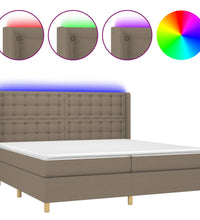 Boxspringbett mit Matratze & LED Taupe 200x200 cm Stoff