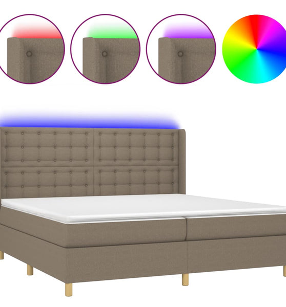 Boxspringbett mit Matratze & LED Taupe 200x200 cm Stoff