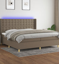 Boxspringbett mit Matratze & LED Taupe 200x200 cm Stoff