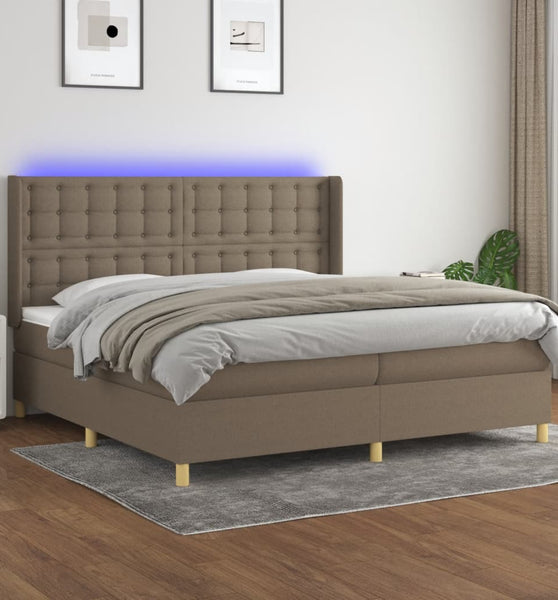 Boxspringbett mit Matratze & LED Taupe 200x200 cm Stoff