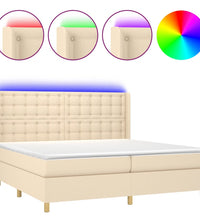 Boxspringbett mit Matratze & LED Creme 200x200 cm Stoff