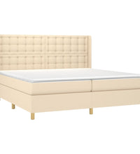 Boxspringbett mit Matratze & LED Creme 200x200 cm Stoff