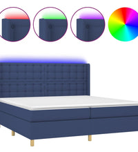 Boxspringbett mit Matratze & LED Blau 200x200 cm Stoff