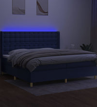 Boxspringbett mit Matratze & LED Blau 200x200 cm Stoff