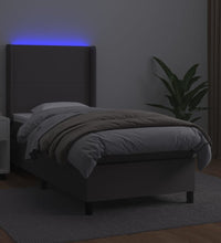 Boxspringbett mit Matratze & LED Grau 80x200 cm Kunstleder