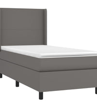 Boxspringbett mit Matratze & LED Grau 80x200 cm Kunstleder