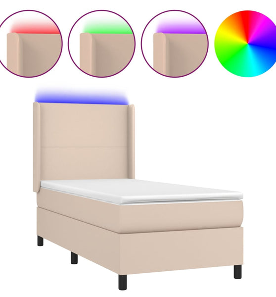 Boxspringbett mit Matratze & LED Cappuccino-Braun 80x200cm
