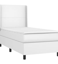 Boxspringbett mit Matratze & LED Weiß 100x200 cm Kunstleder