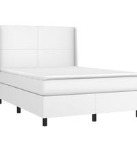 Boxspringbett mit Matratze & LED Weiß 140x190 cm Kunstleder