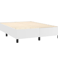 Boxspringbett mit Matratze & LED Weiß 140x190 cm Kunstleder