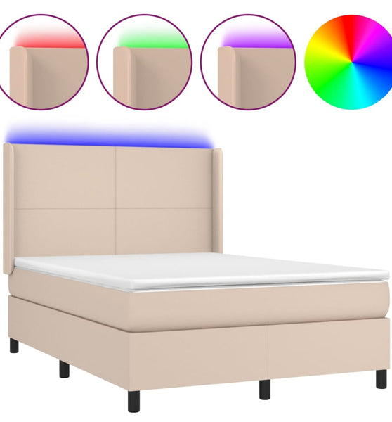Boxspringbett mit Matratze & LED Cappuccino-Braun 140x190cm