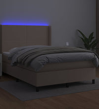 Boxspringbett mit Matratze & LED Cappuccino-Braun 140x190cm