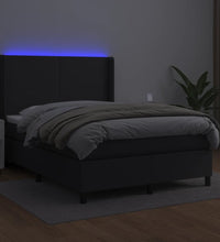 Boxspringbett mit Matratze & LED Schwarz 140x200 cm Kunstleder