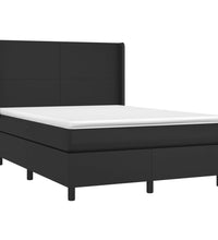 Boxspringbett mit Matratze & LED Schwarz 140x200 cm Kunstleder