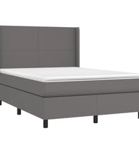 Boxspringbett mit Matratze & LED Grau 140x200 cm Kunstleder