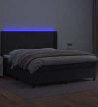 Boxspringbett mit Matratze & LED Schwarz 180x200 cm Kunstleder