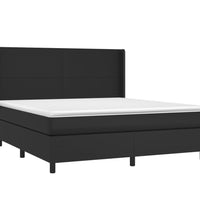 Boxspringbett mit Matratze & LED Schwarz 180x200 cm Kunstleder