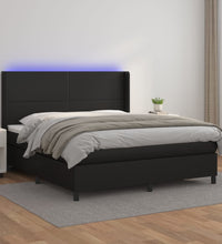 Boxspringbett mit Matratze & LED Schwarz 180x200 cm Kunstleder