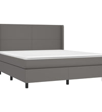 Boxspringbett mit Matratze & LED Grau 180x200 cm Kunstleder