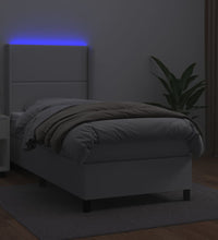 Boxspringbett mit Matratze & LED Weiß 80x200 cm Kunstleder