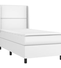 Boxspringbett mit Matratze & LED Weiß 80x200 cm Kunstleder