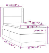 Boxspringbett mit Matratze & LED Weiß 80x200 cm Kunstleder