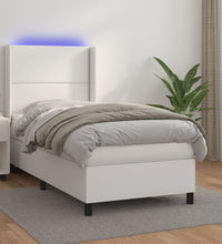 Boxspringbett mit Matratze & LED Weiß 80x200 cm Kunstleder