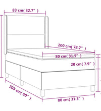 Boxspringbett mit Matratze & LED Cappuccino-Braun 80x200cm