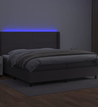 Boxspringbett mit Matratze & LED Grau 200x200 cm Kunstleder