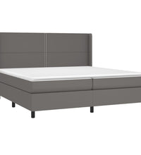 Boxspringbett mit Matratze & LED Grau 200x200 cm Kunstleder
