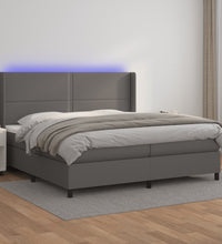 Boxspringbett mit Matratze & LED Grau 200x200 cm Kunstleder