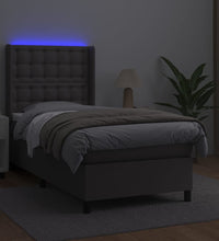 Boxspringbett mit Matratze & LED Grau 80x200 cm Kunstleder