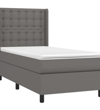 Boxspringbett mit Matratze & LED Grau 80x200 cm Kunstleder