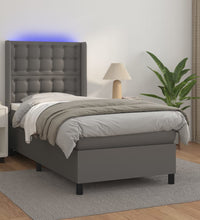 Boxspringbett mit Matratze & LED Grau 80x200 cm Kunstleder
