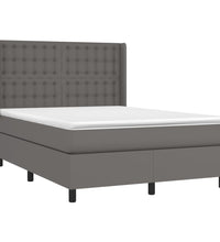 Boxspringbett mit Matratze & LED Grau 140x200 cm Kunstleder