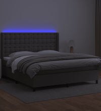 Boxspringbett mit Matratze & LED Grau 180x200 cm Kunstleder