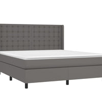 Boxspringbett mit Matratze & LED Grau 180x200 cm Kunstleder