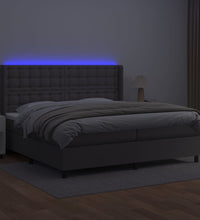 Boxspringbett mit Matratze & LED Grau 200x200 cm Kunstleder