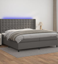 Boxspringbett mit Matratze & LED Grau 200x200 cm Kunstleder